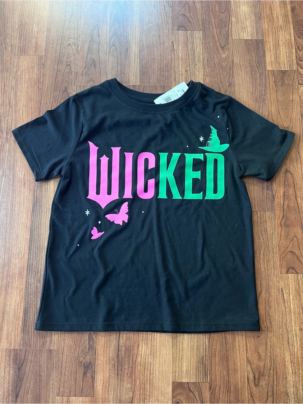 NWT Wicked Girls T-Shirt Size L 10/12 Black Pink Green Graphic